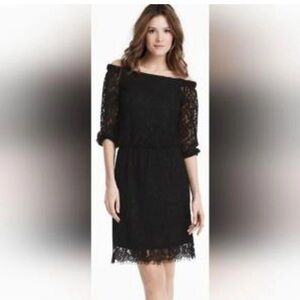WHBM Black Lace BOHO off shoulder Dress (8)